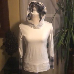 White plaid accent hoodie